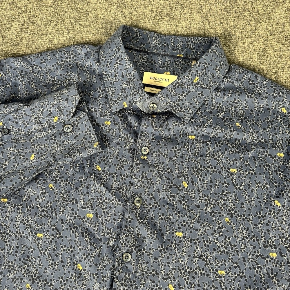 Bugatchi men's Axel Raccoon Night Blue long sleeve Shirt 2XL‎ $199 Retail